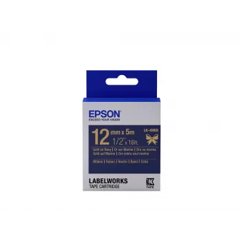 Epsoni sildikassett, satiinlint LK-4HKK, kuld/tumesinine, 12 mm (5 m)