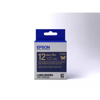 Epsoni sildikassett, satiinlint LK-4HKK, kuld/tumesinine, 12 mm (5 m)