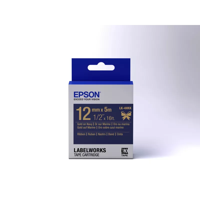 Epsoni sildikassett, satiinlint LK-4HKK, kuld/tumesinine, 12 mm (5 m)
