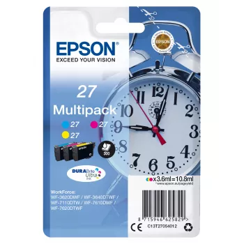 Epson Alarm clock Multipack 3-colour 27 DURABrite Ultra Ink, tsüaan, magenta, kollane, pigmenttint, 3.6 ml, 1 tk, 300 lehekülge, Multi pack