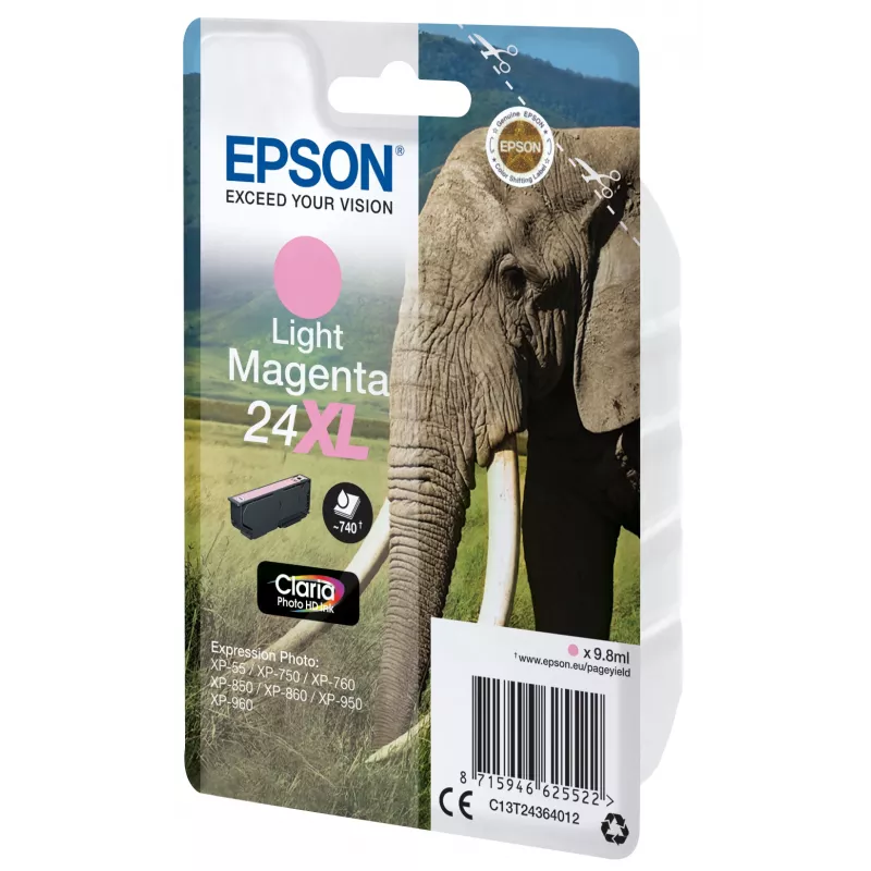Epson Elephant Singlepack Light magenta 24XL Claria Photo HD Ink