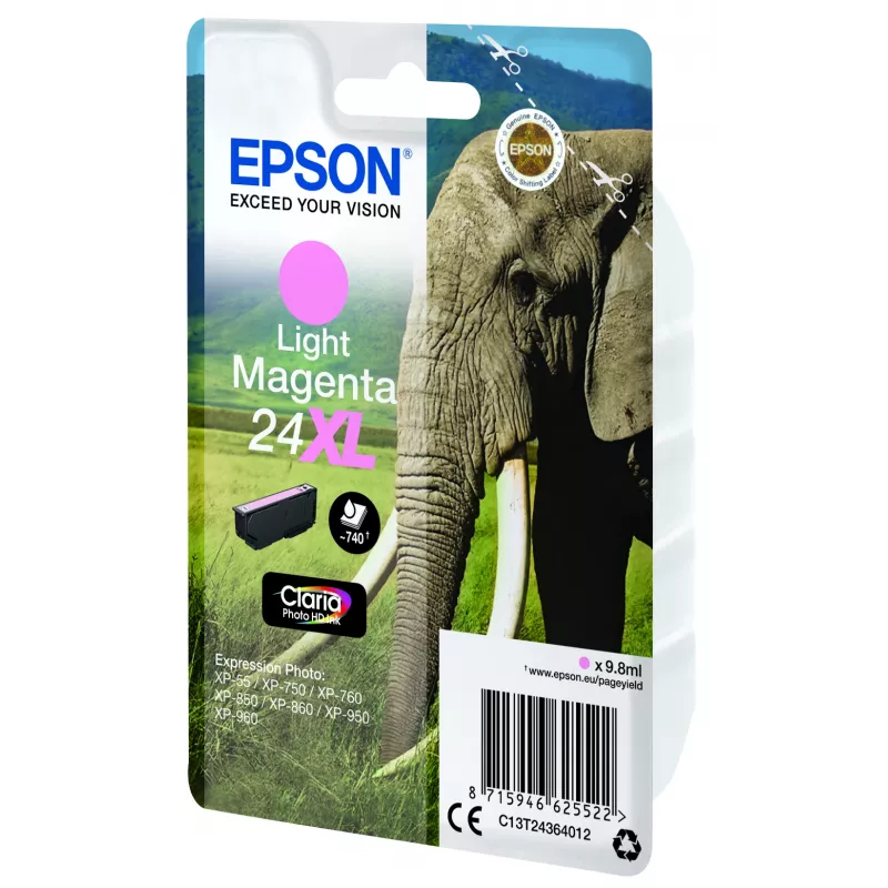 Epson Elephant Singlepack Light magenta 24XL Claria Photo HD Ink