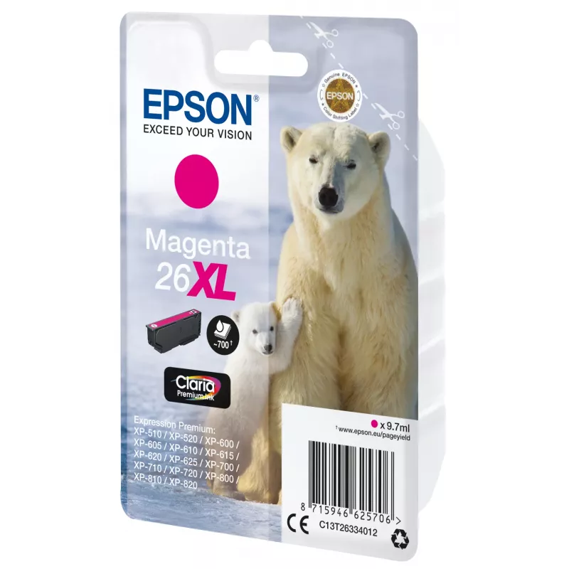 Epson Polar bear Singlepack magenta 26XL Claria Premium Ink
