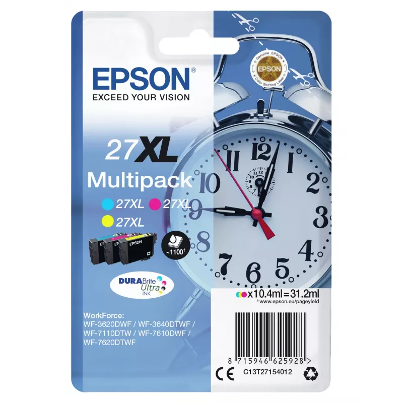 Epson Alarm clock Multipack 3-värviline 27XL DURABrite Ultra tint