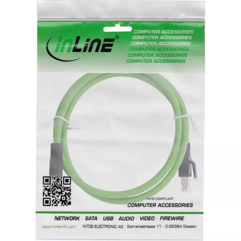 InLine Industrial võrgukaabel, M12 4-kontaktiline D-kodeeringuga isane pistik RJ45-le, PUR 1m