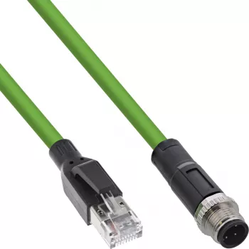 InLine Industrial võrgukaabel, M12 4-kontaktiline D-kodeeringuga isane pistik RJ45-le, PUR 1m