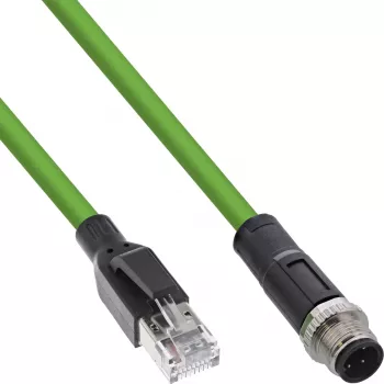 InLine tööstuslik võrgukaabel, M12 4-kontaktiline D-kodeeringuga isane pistik RJ45-le, PUR 5m