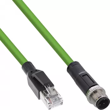 InLine tööstuslik võrgukaabel, M12 4-kontaktiline D-kodeeringuga isane pistik RJ45-le, PUR 20m