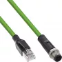 InLine tööstuslik võrgukaabel, M12 4-kontaktiline D-kodeeritud isane pistik RJ45-le, PUR 15m