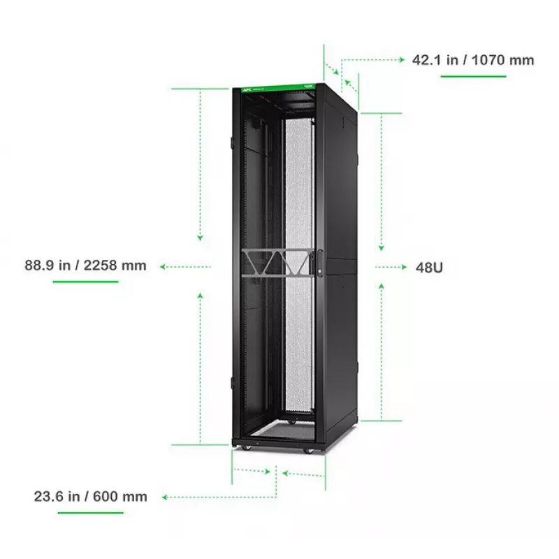 APC NetShelter SX Server Rack Gen 2, 48U, 2258H x 600W x 1070D mm, with Sides, Must