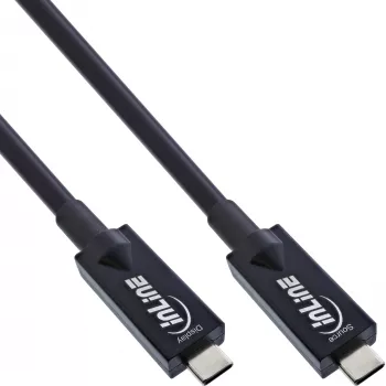 InLine USB 3.2 Gen.2 AOC-kaabel, USB-C isane/isane, must, 15 m