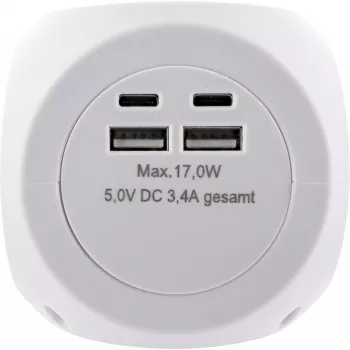 InLine Charging Cube 16499A 3x maanduskontakti 2x USB-C 2x USB-A valge 2 m
