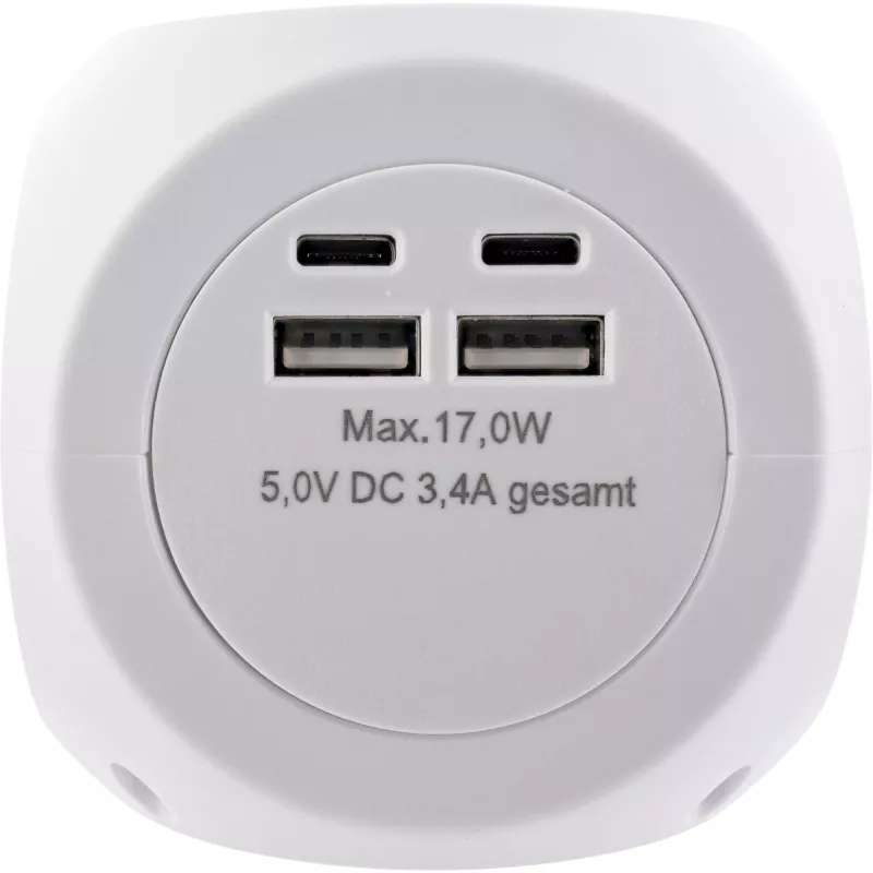InLine Charging Cube 16499A 3x maanduskontakti 2x USB-C 2x USB-A valge 2 m