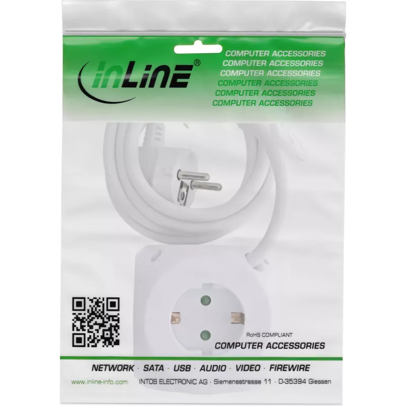 InLine Charging Cube 16499A 3x maanduskontakti 2x USB-C 2x USB-A valge 2 m