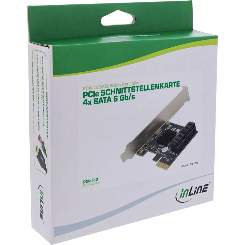 InLine SATA 6Gb/s kontroller 4 SATA pordiga PCI-Express 2.0