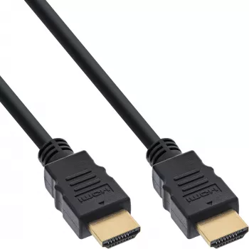 InLine HDMI-kaabel, HDMI High Speed koos Ethernetiga, isane / isane, must, 5 m