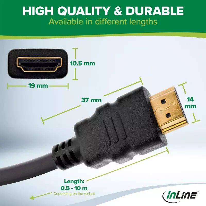 InLine HDMI-kaabel, HDMI High Speed koos Ethernetiga, isane / isane, must, 3 m