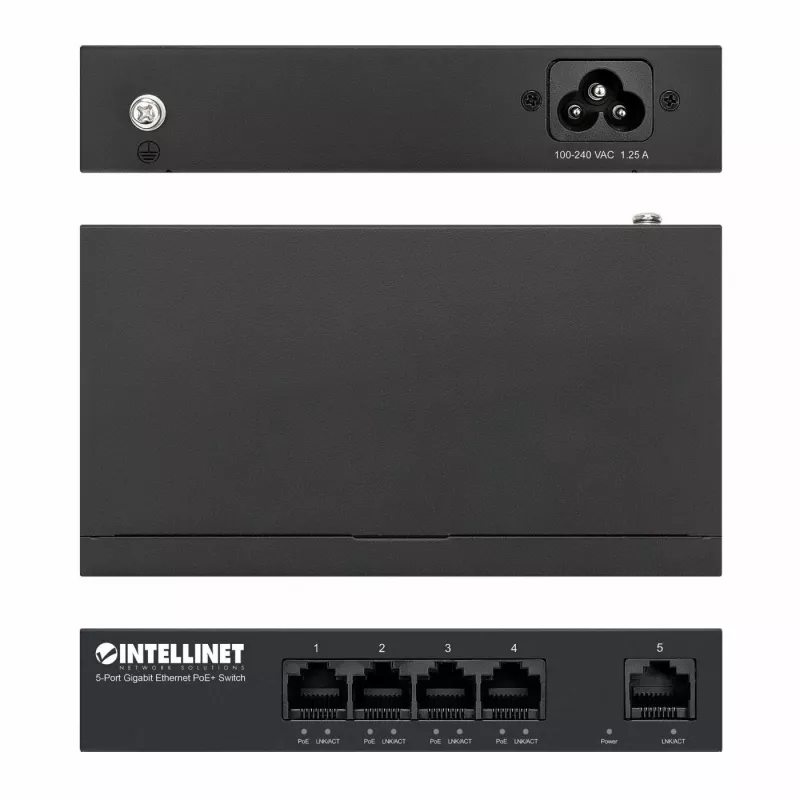 Intellinet 561792 võrgulüliti Gigabit Ethernet (10/100/1000) Power over Ethernet (PoE) Must