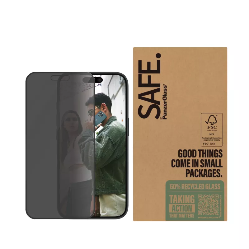 PanzerGlass SAFE. by ® privaatsusekraanikaitse iPhone 16 | 15 | ülilai sobivus | HULGIPAKEND