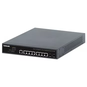 Intellinet 10-pordiline L2+ täielikult hallatav PoE++ lüliti 8 Gigabit Ethernet pordi ja 2 SFP ühendusega