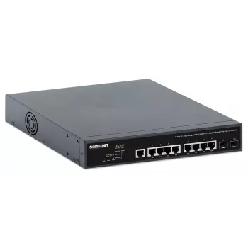 Intellinet 10-pordiline L2+ täielikult hallatav PoE++ lüliti 8 Gigabit Ethernet pordi ja 2 SFP ühendusega
