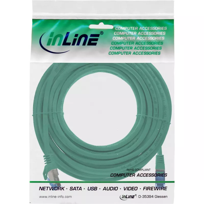 InLine 72605G võrgukaabel Roheline 5 m Cat6a S/FTP (S-STP)