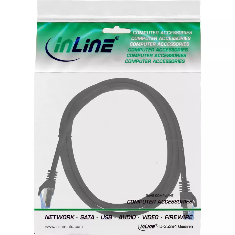 InLine 72601S võrgukaabel Must 1 m Cat6a S/FTP (S-STP)