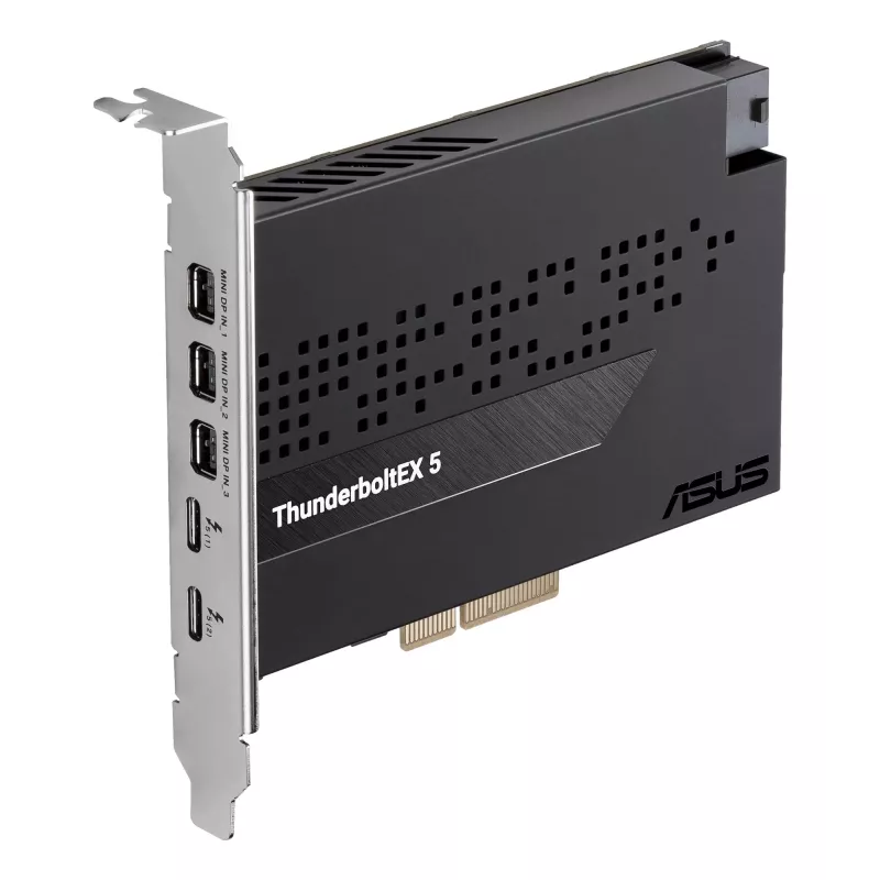 Liideskaart ASUS ThunderboltEX 5 — PCIe 4.0, Intel JHL9580, Mini DisplayPort, USB 2.0, 120 Gbit/s