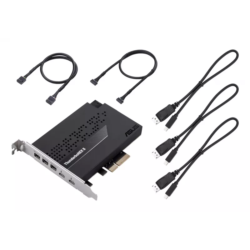 Liideskaart ASUS ThunderboltEX 5 — PCIe 4.0, Intel JHL9580, Mini DisplayPort, USB 2.0, 120 Gbit/s