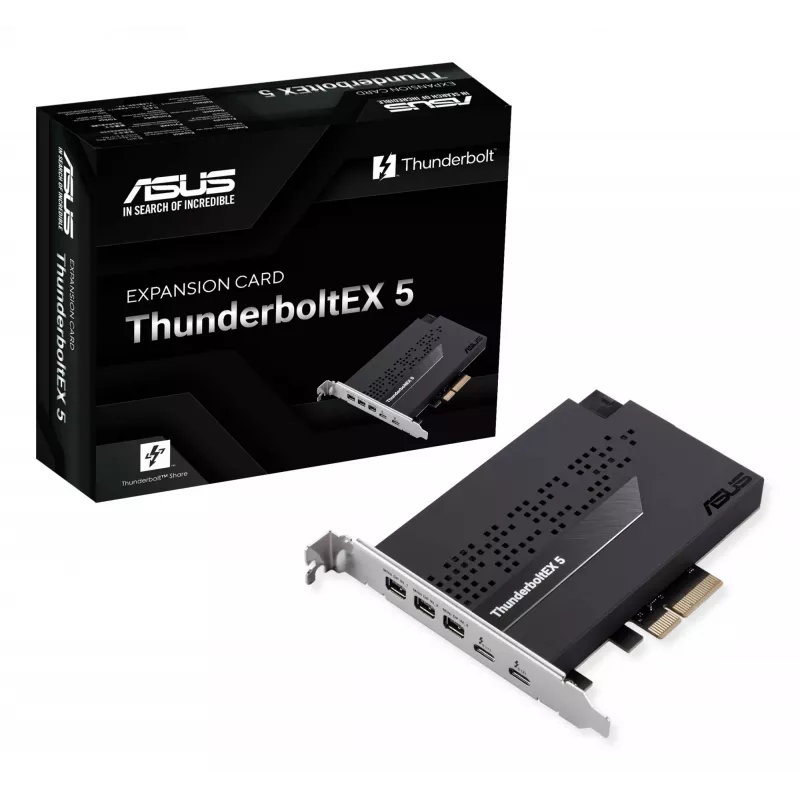 Liideskaart ASUS ThunderboltEX 5 — PCIe 4.0, Intel JHL9580, Mini DisplayPort, USB 2.0, 120 Gbit/s