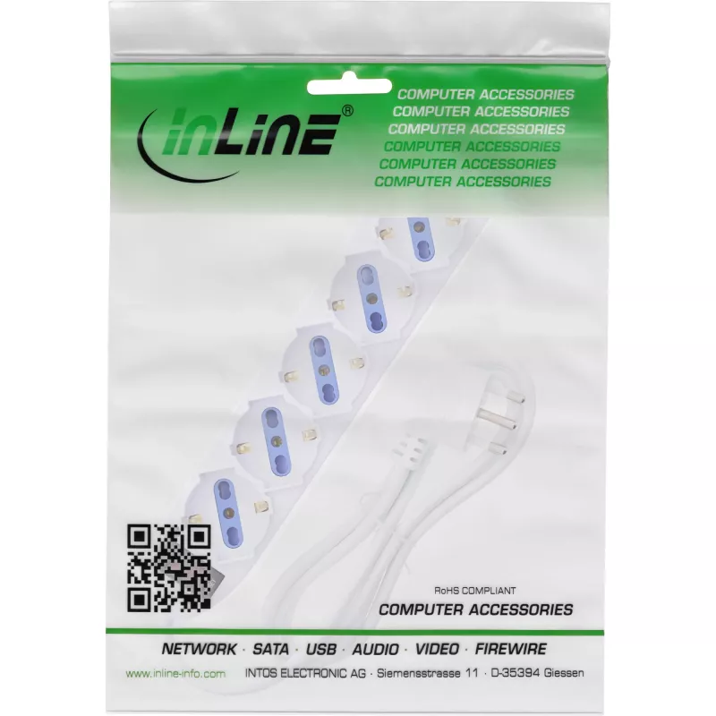 InLine 16461Z pikendusjuhe 1,5 m 6 vahelduvvoolu pistikupesaga Siseruumides Valge