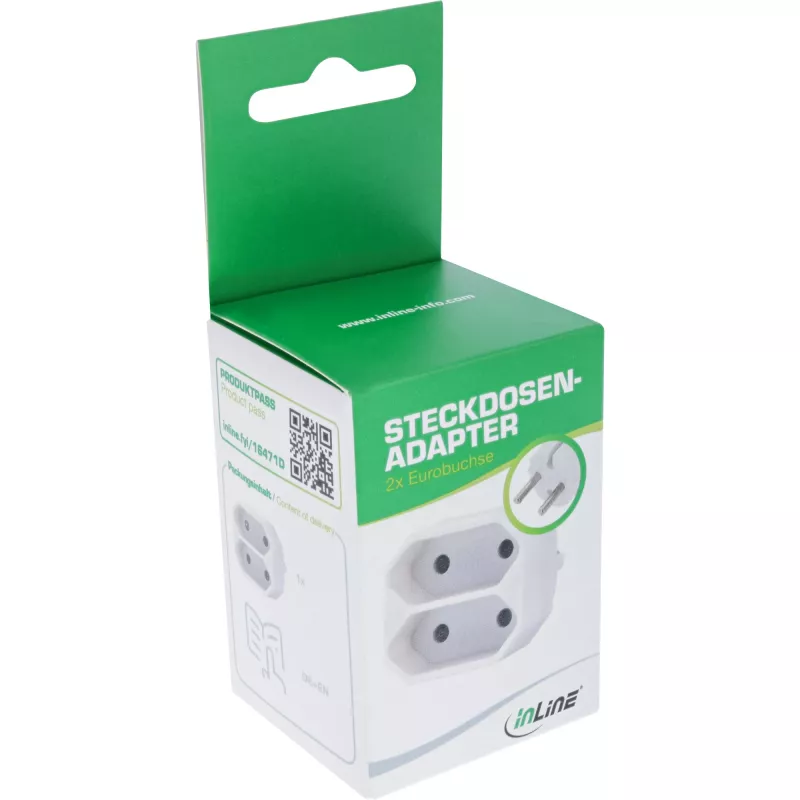 Toitepistiku adapter Type F Type C Europlug Valge InLine 16471D