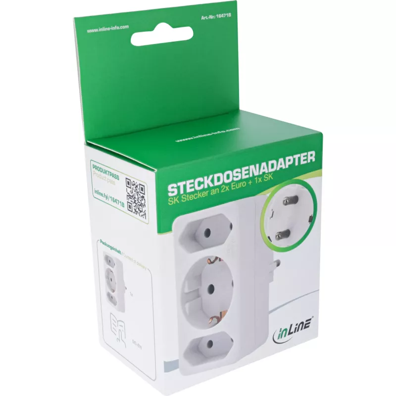 Pistikupesa adapter tüüp F InLine 16471B 2x tüüp C + tüüp F valge