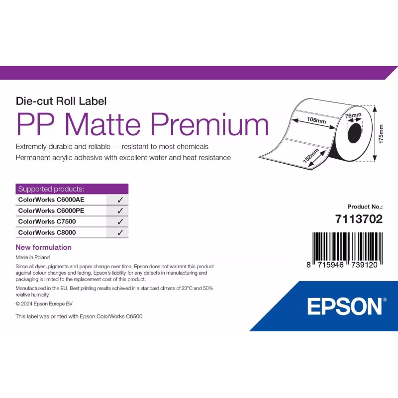 Epson 7113702 printerisilt Valge isekleepuv printerisilt