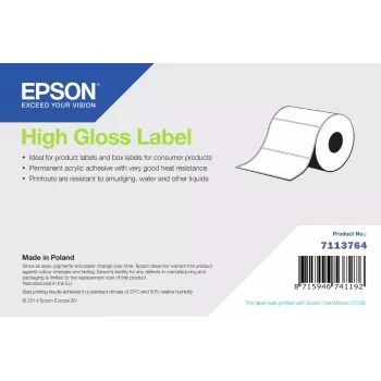 Isekleepuv kõrgläikega sildirull Epson 203 mm x 60 m (pidev, stantsitud)