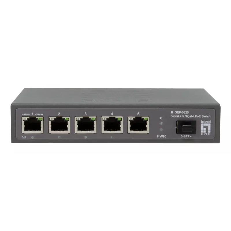 LevelOne GEP-0625 võrgulüliti Haldamata 2,5G Ethernet (100/1000/2500) Power over Ethernet (PoE) Must
