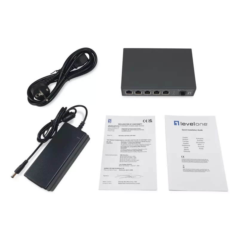 LevelOne GEP-0625 võrgulüliti Haldamata 2,5G Ethernet (100/1000/2500) Power over Ethernet (PoE) Must