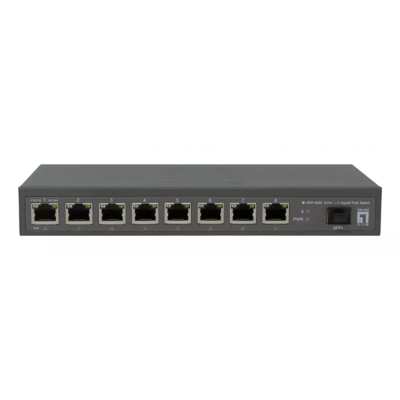 LevelOne GEP-0925 võrgukommutaator haldamata 2.5G Ethernet (100/1000/2500) Toide üle Etherneti (PoE) Must