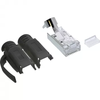 InLine Crimp-pistik Cat.6A RJ45 varjestatud, 3-osaline must 100 tk pakend