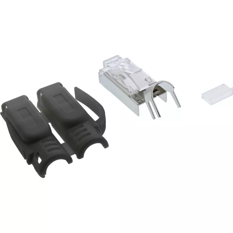 InLine Crimp-pistik Cat.6A RJ45 varjestatud, 3-osaline must 100 tk pakend