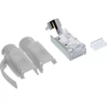 InLine Crimp-pistik Cat.6A RJ45 varjestatud, 3-osaline hall 100-pakk