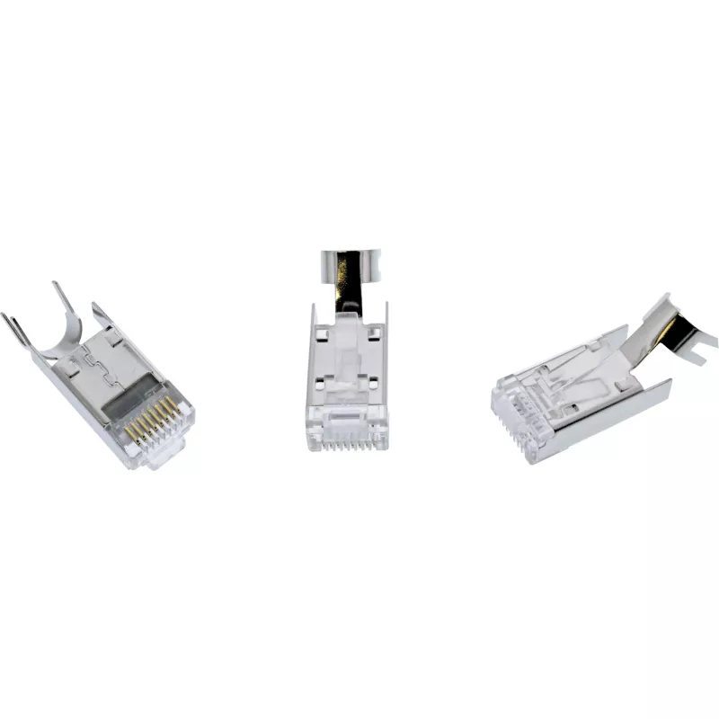 InLine Crimp-pistik Cat.6A RJ45 varjestatud, 3-osaline hall 100-pakk