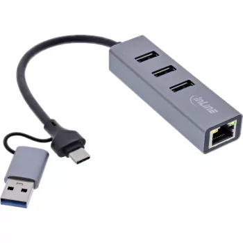 InLine 33380S liidesejaotur USB 3.2 Gen 1 (3.1 Gen 1) Type-A + USB-C 5000 Mbit/s Hall