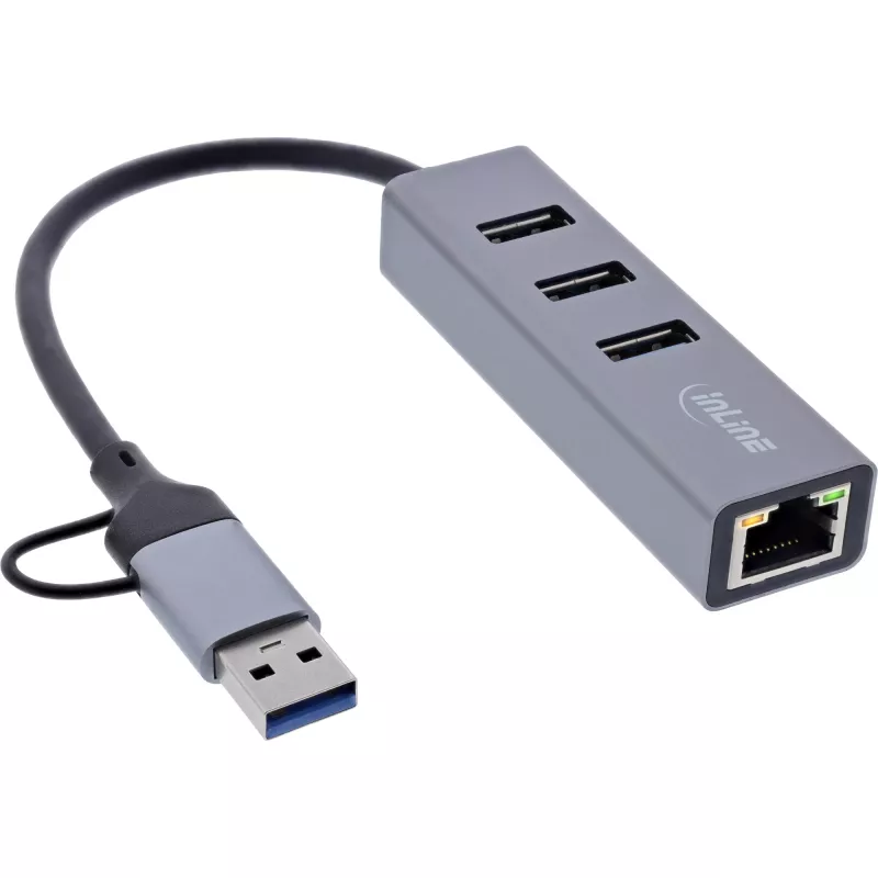 InLine 33380S liidesejaotur USB 3.2 Gen 1 (3.1 Gen 1) Type-A + USB-C 5000 Mbit/s Hall