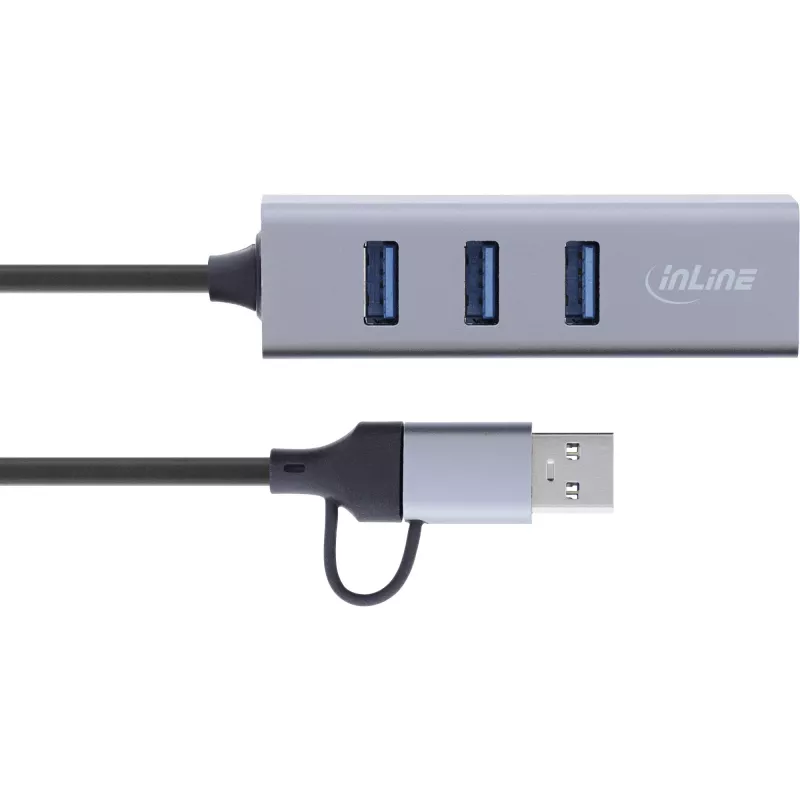 InLine 33380S liidesejaotur USB 3.2 Gen 1 (3.1 Gen 1) Type-A + USB-C 5000 Mbit/s Hall