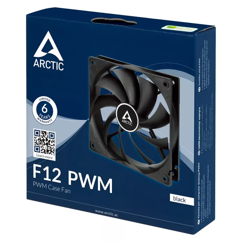 Ventilaator ARCTIC Freezer F12 PWM 120 mm 230-1350 RPM 0,3 sone Must