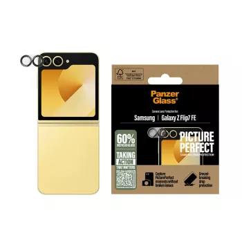 Kaamera läätse kaitsja PanzerGlass PicturePerfect Samsung Galaxy Z Flip7 FE jaoks — karastatud klaas, silikoon, läbipaistev, 1 tk