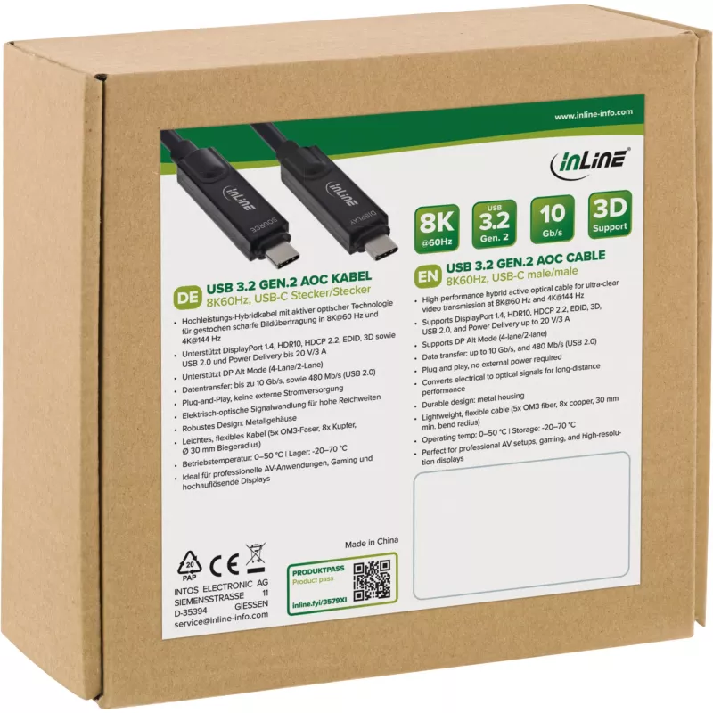 InLine 35798I USB kaabel USB 3.2 Gen 2 (3.1 Gen 2) 15 m USB C must