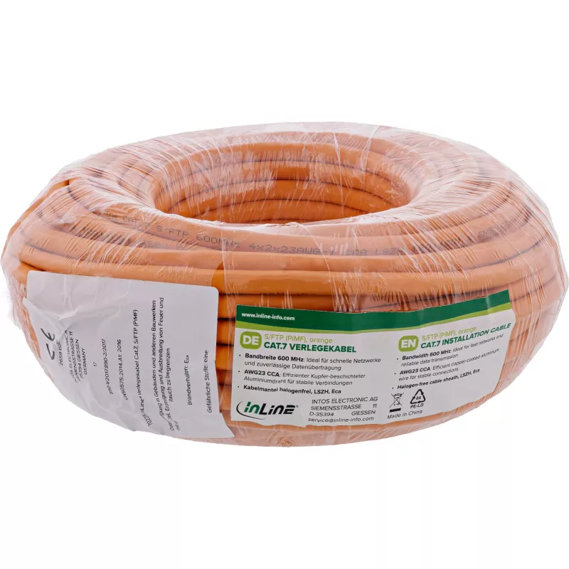 võrgukaabel InLine 70220I RJ45 Cat.7 600MHz 1m oranž