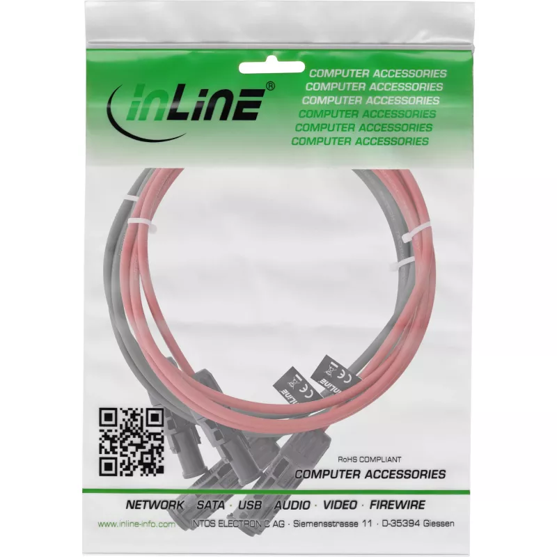 Keskpingekaabel InLine 95402 punane must 1500V 2m
